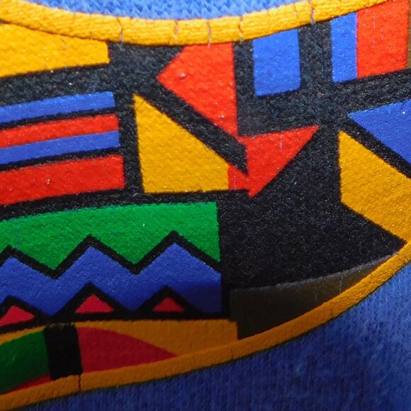 VTG 90s NIKE Urban Jungle Mens M Color block Hoodie Blue Yellow Black Swoosh - Picture 12 of 13